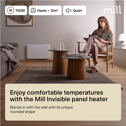 Mill IB700DN | Panel Heater | 700 W | Suitable for rooms up to 9-12 m² | White | Invisible Heater | 