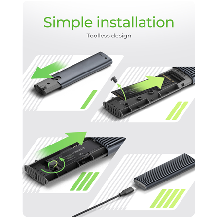 Raidsonic | M.2 NVMe and SATA SSD Enclosure via USB Type-C | IB-1808MCT-CU31