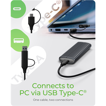Raidsonic | M.2 NVMe and SATA SSD Enclosure via USB Type-C | IB-1808MCT-CU31