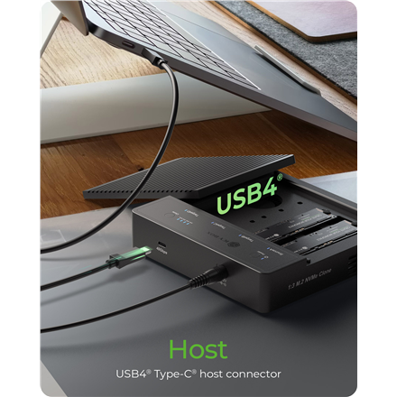 Raidsonic 4-Bays USB4 Duplicator (1:3 clone) for NVMe M.2 SSD | IB-4013MCL-C4