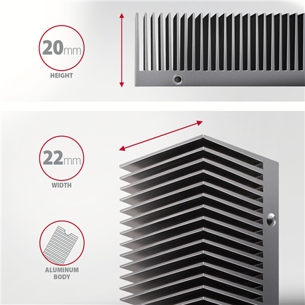 AXAGON Aluminum passive cooler for single and double-sided M.2 SSDs size 2280