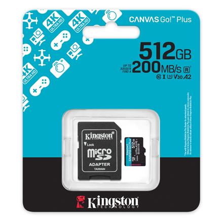 Kingston | Canvas Go! Plus | 512 GB | microSD | Flash memory class Class 10