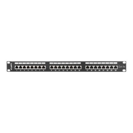 Lanberg | Patch Panel 24 Port 1U 19" CAT.5E FT with Cable Organizer Shielded | PPS5-1024-B | Black
