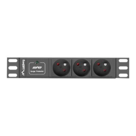 Lanberg Power Distribution Unit (PDU) 10" 1U 16A 2m 3x French Outlets | PDU-03E-0200-BK