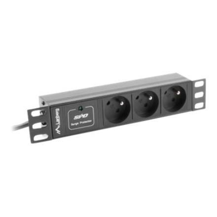 Lanberg Power Distribution Unit (PDU) 10" 1U 16A 2m 3x French Outlets | PDU-03E-0200-BK