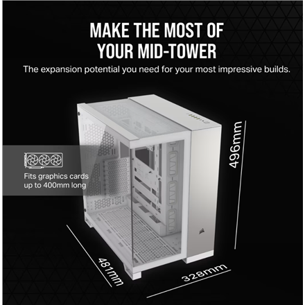 Corsair PC Case | 6500X Dual Chamber | White/Satin Gray Aluminum | Mid-Tower | Power supply included