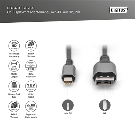 Digitus 8K DisplayPort Adapter Cable