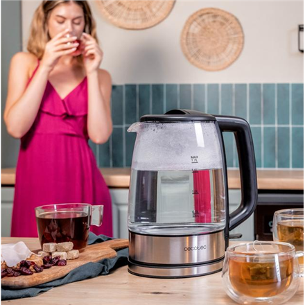 Cecotec Kettle | ThermoSense 340 Clear | Electric | 2200 W | 1.7 L | Glass | 360° rotational base | 