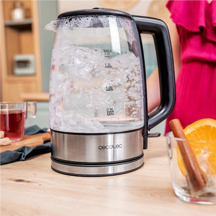 Cecotec Kettle | ThermoSense 340 Clear | Electric | 2200 W | 1.7 L | Glass | 360° rotational base | 