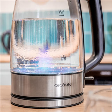 Cecotec Kettle | ThermoSense 340 Clear | Electric | 2200 W | 1.7 L | Glass | 360° rotational base | 