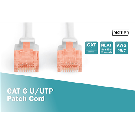 Digitus CAT 6 U/UTP | Patch cord | Length 3 m | Grey
