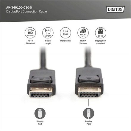 Digitus Connection Cable | DisplayPort to DisplayPort | 3 m