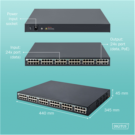 Digitus | 24 Port 10G Ethernet PoE+ Injector