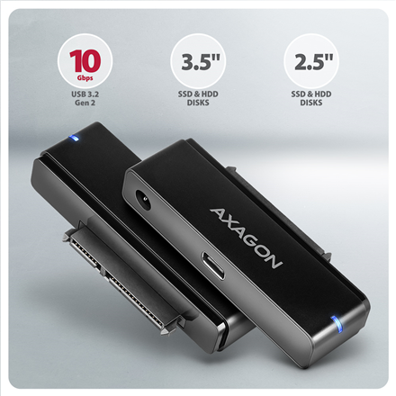 AXAGON USB-C 10Gbps FAST PORT X adapter for 2.5"/3.5" SSD/HDD | ADSA-FPX