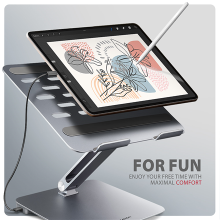 AXAGON Desk Mount | HMC-STND USB-C 5Gbps Stand and Hub 7in1 | Adjustable Height