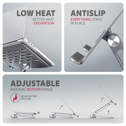 AXAGON Desk Mount | HMC-STND USB-C 5Gbps Stand and Hub 7in1 | Adjustable Height