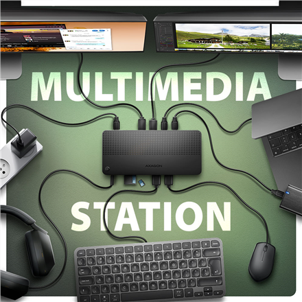 AXAGON USB4 40Gbps DUAL 4K DISPLAY 12in1 Dock | HMC-U4