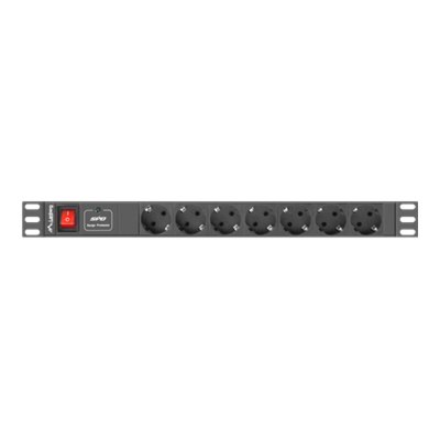 Lanberg | Power Distribution unit (PDU) 19" 1U 10A 2M 7X Schuko Outlets | PDU-07F-0200-IEC-BK