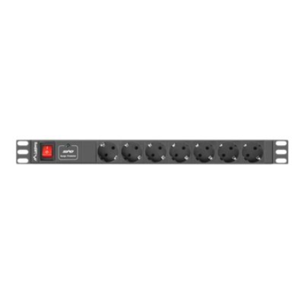 Lanberg Power Distribution unit (PDU) 19" 1U 16A 2m 7X Schuko oulets | PDU-07F-0200-BK