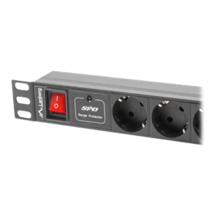 Lanberg Power Distribution unit (PDU) 19" 1U 16A 2m 7X Schuko oulets | PDU-07F-0200-BK