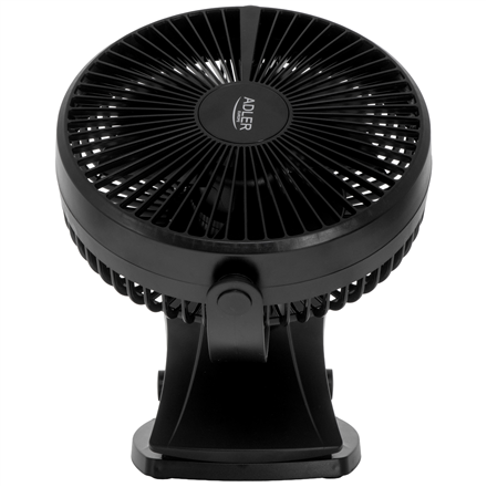 Adler Rechargeable Clip-on Desk Fan | AD 7342 | Table Fan | Black | Diameter 15.5 cm | Number of spe