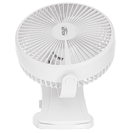 Adler Rechargeable Clip-on Desk Fan | AD 7342 | Table Fan | White | Diameter 15.5 cm | Number of spe