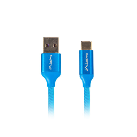 Lanberg USB Type-C to USB Type-A 2.0 Cable Blue Premium QC 3.0