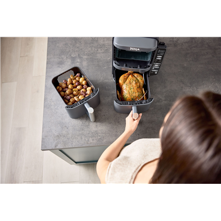 NINJA | Double Stack XL 2-Level Air Fryer with Smart Cook System | SL451EU | Capacity 9.5 L | Grey