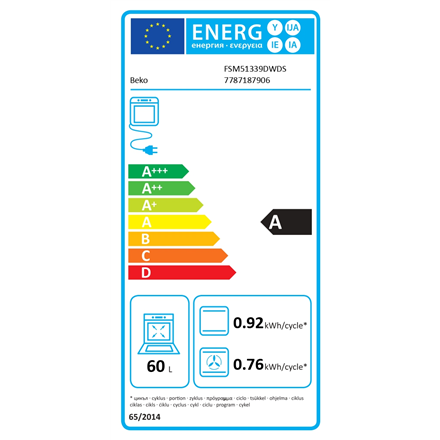 BEKO Cooker | FSM51339DWDS | Hob type Gas | Oven type Electric | White | Width 50 cm | Grilling | LE