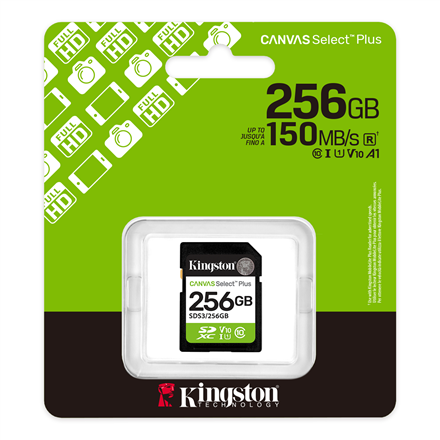 Kingston Canvas Select Plus | 256 GB | SD | Flash memory class Class 10