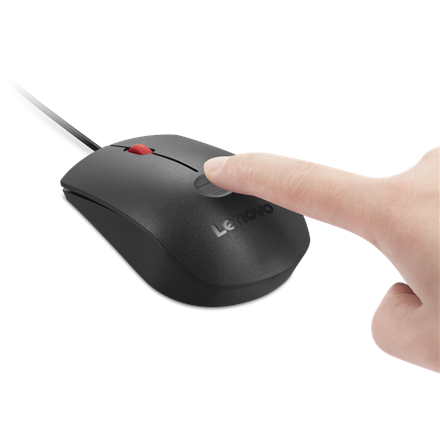 Lenovo Fingerprint Biometric USB Mouse Gen3 | Wired | USB-A | Black/Red