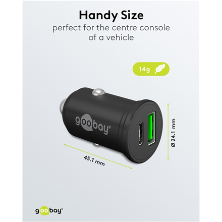 Goobay Dual-USB Car Fast Charger USB-C PD (Power Delivery)