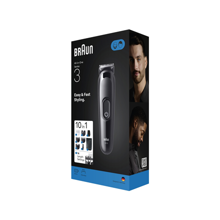 Braun 10in1 Hair Clipper Set | All-in-One Series 3 AIO3560 | Cordless | Number of length steps 14 | 