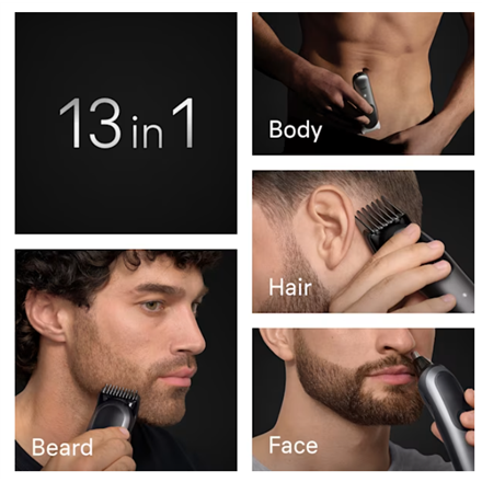 Braun 13in1 Grooming Kit | All-in-One Series 7 AIO7560 | Cordless | Number of length steps 14 | Blac