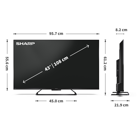 Sharp | 43HR7265E | 43 | Smart TV | Google TV | Black
