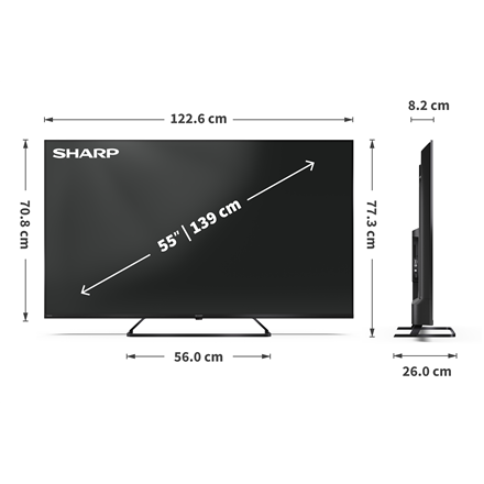 Sharp | 55HP6265E | 55 | Smart TV | Google TV | UHD | Black