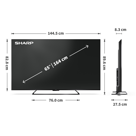 Sharp | 65HR7265E | 65 | Smart TV | Google TV | Black