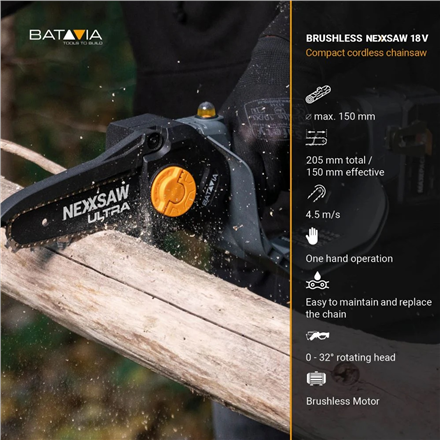 Batavia B.V. | 18V Nexxsaw Cordless Brushless One-Hand Chainsaw V3 Ultra