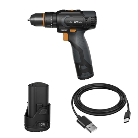 Batavia B.V. 12V Cordless Combi Drill - Fixxpack 2.0 Set (incl. 2.0Ah Battery & USB-C charging Cable