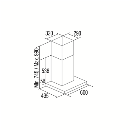 CATA Hood | SYGMA 6010 BK | Wall mounted | Energy efficiency class A | Width 60 cm | 802 m³/h | Elec