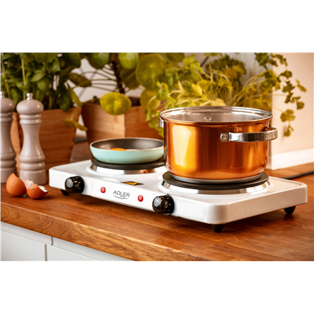 Adler Hot Plate | AD 6520 | Number of burners/cooking zones 2 | White | Electric