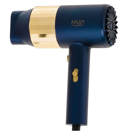 Adler Hair dryer | AD 2280 | 1800 W | Number of temperature settings 3 | Blue/Gold