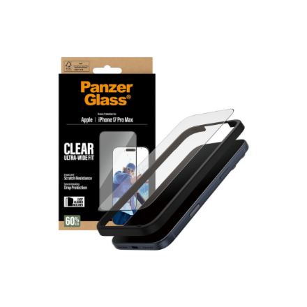 PanzerGlass Screen protector | Apple | iPhone 17 Pro Max | Glass | Transparent | Ultra-Wide Fit w. E