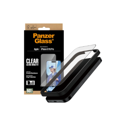 PanzerGlass Screen protector | Apple | iPhone 16 Pro/iPhone 17 | Glass | Transparent | Ultra-Wide Fi