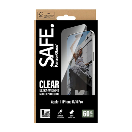 PanzerGlass Screen protector | Apple | iPhone 16 Pro/iPhone 17 | Transparent | Ultra-Wide Fit w. Eas