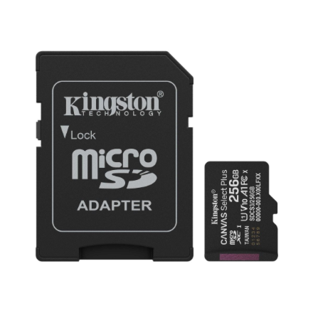 Kingston Canvas Select Plus | 256 GB | microSD | Flash memory class Class 10