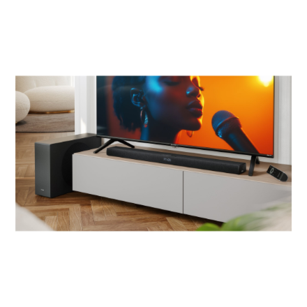 Sharp 2.1ch Ultra-slim Dolby Atmos/DTS Virtual: X Soundbar with Wireless Subwoofer | HT-SBW320 | 360