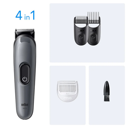 Braun 4-in-1 Grooming Kit | All-in-One Series 3 AIO3500 | Cordless | Number of length steps 14 | Bla