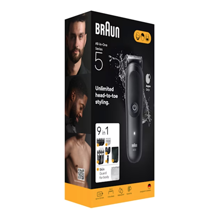 Braun 9-in-1 Grooming Kit | All-in-One Kit Series 5 AIO5540 | Cordless | Number of length steps 14 |