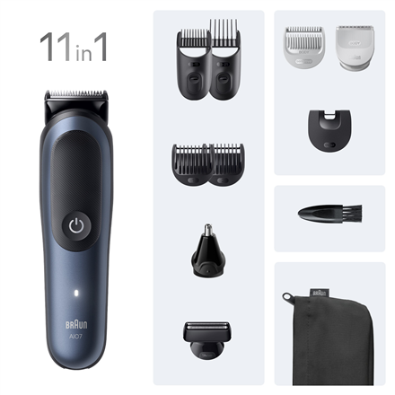 Braun 11in1 Grooming Kit | All-in-One Series 7 AIO7540 | Cordless | Number of length steps 14 | Blac